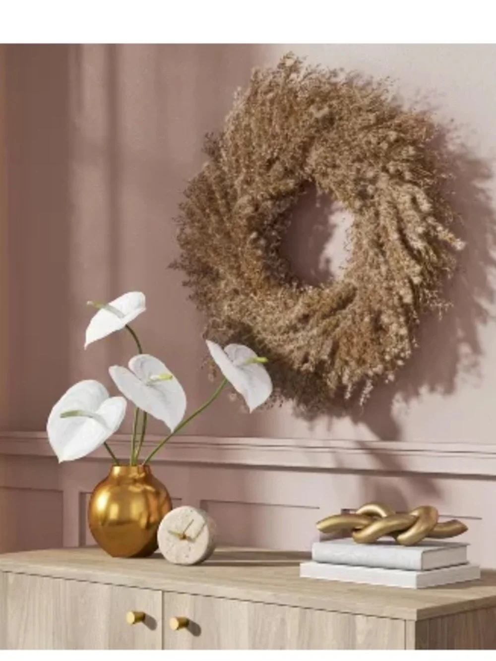 NWT Threshold Preserved Pompas Grass Wreath